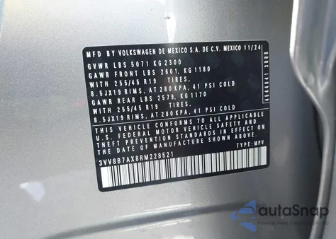 2024 Volkswagen Tiguan 2.0T Se R-Line Black from USA, damaged, VIN 3VV8B7AX8RM228521